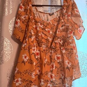 Floral Yellow Flutter Sleeve Women's Top